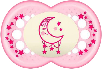 Smoczka dla dzieci Mam Baby Dummy Original Night 6+ Silicone Pink (9001616700255)