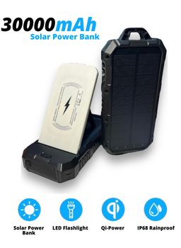 УМБ із сонячною панеллю та кемпінговим фонарем на 30 LED VHG HDL-528 30000 mAh Wireless Solar Power Charger