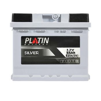 Автомобильный аккумулятор PLATIN Silver MF 55Ah 520A R+ (h=175)