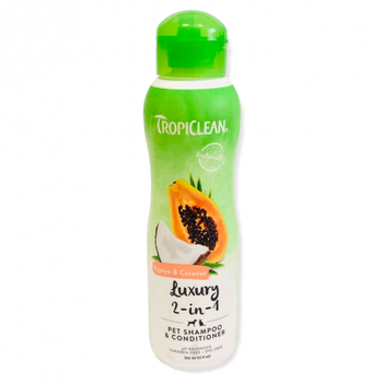 Шампунь-кондиціонер для зволоження та блиску для собак та котів TropiClean Papaya&Coconut (Папайя та кокос) 355 мл