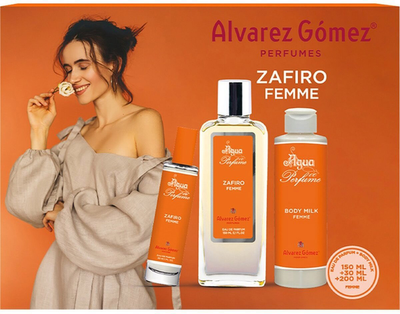 Zestaw damski Alvarez Gomez Zafiro Femme De Perfume Woda perfumowana damska 150 ml + Woda perfumowana damska 30 ml + Mleczko do ciała 200 ml (8422385320016)