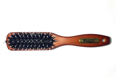 Расческа-щетка массажная Salon Professional 7698CLB дерево и натуральный ворс антистатик, 19 см