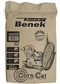 Żwirek dla kotów zbrylajacy Super Benek Corn Cat kukurydziany 25l (5905397017684)