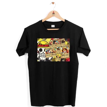 Футболка чорна з аніме принтом "One Piece Ван-Піс Розшукані листівки Піратов солом'яний капелюх" Push IT XXXL S