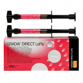 GRADIA DIRECT LoFlo текучий композит светового отверждения шприц (AО3), 2x1.5 г, насадки