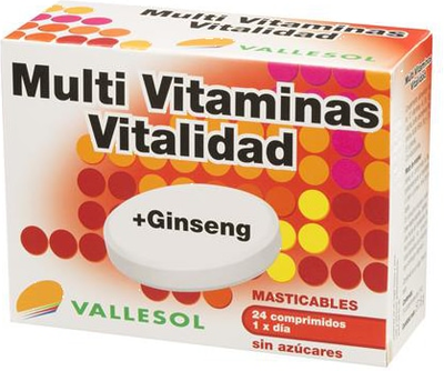 Kompleks witamin i minerałów Vallesol Multivitamins + Ginseng 24 Tablets (8424657740232)