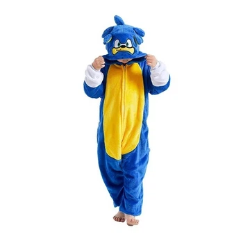 Пижама Детские Кигуруми Слип Для Мальчиков Kigurumi Ёж Соник Sonic Сине-желтый 110-120 см. (2052/1)