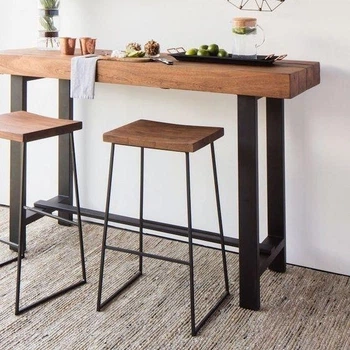 Дизайнерская Барная стойка из натурального дерева Loft Design 140х40х100h Черный / Дерево ATL333