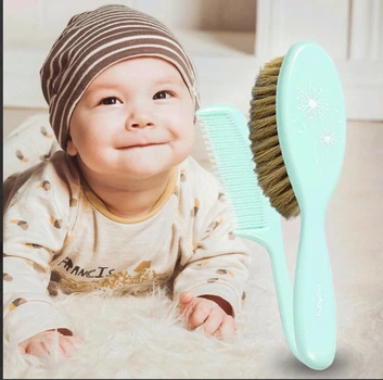 Щітка та гребінець для волосся - натуральна м'яка щетина (Мятний) BabyOno