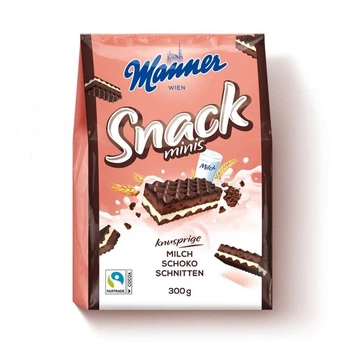 Вафли Manner Snack Minis с молочно-шоколадным кремом, 300 г