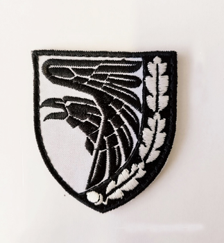 Шеврон, нарукавна емблема з вишивкою ВОРОН, на липучці 80×70мм Білий