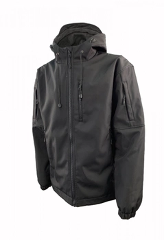 Куртка Tactic4Profi софтшел чорна з підкладкою фліс розмір 4XL (56)