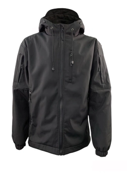 Куртка Tactic4Profi софтшел чорна з підкладкою фліс розмір L (48)