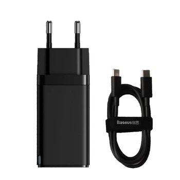 Зарядний пристрій Baseus 65W GaN2 Pro (CCGAN2P-B01) + кабель 100W USB Type C чорні