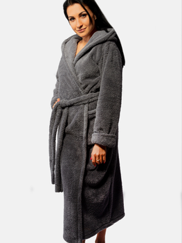 Халат жіночий теплий з капюшоном DKaren Diana XL Grey (5903251437425)