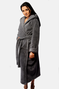 Халат жіночий теплий з капюшоном DKaren Diana 2XL Grey (5903251437432)