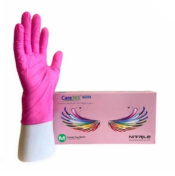 Перчатки нитриловые Care365 100 шт (50 пар) розовые, размер M