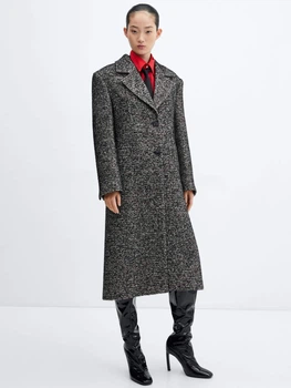 Пальто осіннє жіноче Mango Dalmata 57088277-02 XS Сіре (8447034343109)