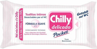 Серветки для інтимної гігієни Chilly Delicado Pocket Toallitas Intimas Formula Suave 12 шт (8002410034509)