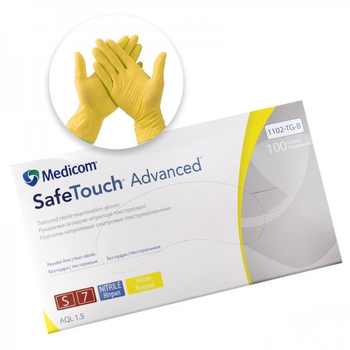 Перчатки нитриловые Medicom упаковка 50 пар размер S без пудры плотность 38 г желтые (8718007912418)