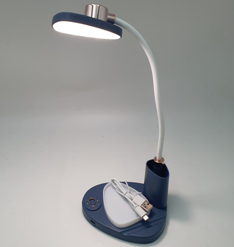 Светодиодная аккумуляторная настольная LED лампа гибкая 28см светильник ночник 2 режима NIGHT LAMP UKC YC1101 синий