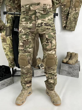 Мужские тактические камуфляжные штаны HAN-WILD с защитными наколенниками Rip-stop Multicam (весна/лето/осень)