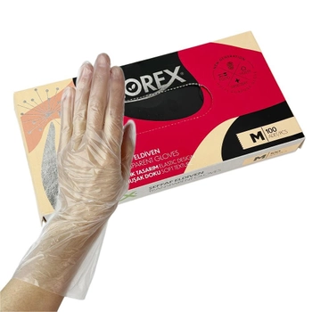 Одноразовые перчатки FLOREX, прозрачный М, 100 шт Reflex
