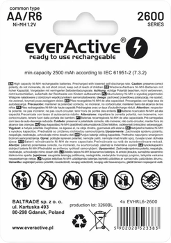 Акумулятор everActive R6/AA 2600 mAH блістер 4 шт. (EVHRL6-2600)