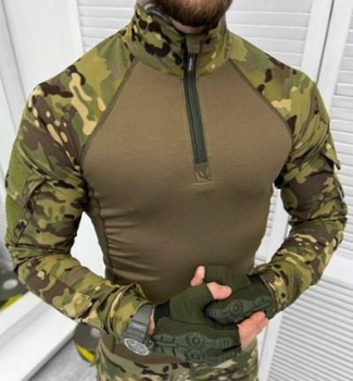 Убакс стрейч Тактическая рубашка с длинным рукавом LOGOS мультикам темный L