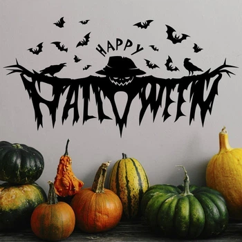 Наклейки на Хэллоуин Надпись Halloween (украшения на хэллоуин декор стен окон) матовая 1200х510 мм