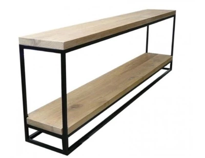 Дизайнерская Барная стойка из натурального дерева Loft Design 200х40х100h Черный / Дерево ATL330