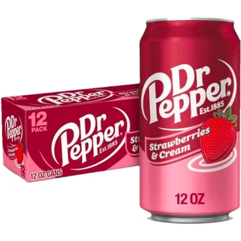 Упаковка безалкогольного напою Dr Pepper Strawberries & Cream 0.355 l х 12