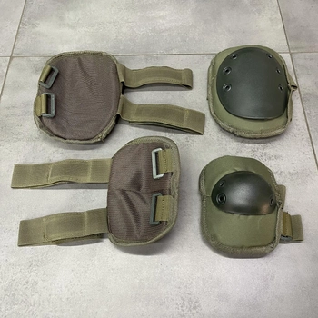 Комплект: тактические наколенники и налокотники, тип 2 (100+ кг), цвет Темная Олива, защитные для военных