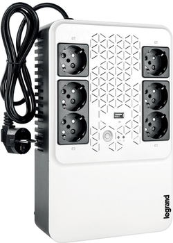 Джерело безперебійного живлення Legrand Keor Multiplug 600VA (360W) White/Black (3414971227262)