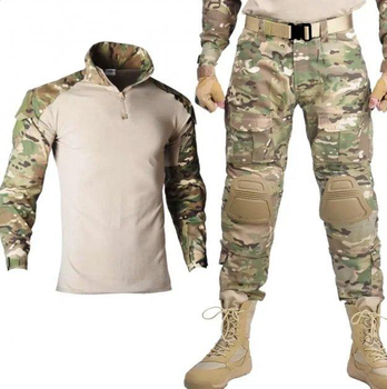 Тактический костюм 3 в 1, рубашка+ Брюки + наколенники и налокотники размер XL