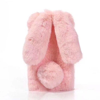 Чехол кролик плюшевый с ушками для Xiaomi Poco M2 / pink