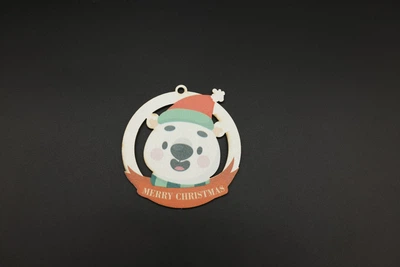 Новорічна іграшка з УФ-друком Полярний ведмедик Merry Christmas кругла на ялинку 8 см Різнокольоровий (НР-363)