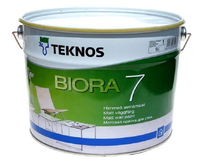 Краска акриловая TEKNOS BIORA 7 интерьерная белая (база 1) 9л