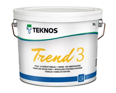 Краска акрилатная TEKNOS TREND 3 грунтовочная белая (база 1) 9л