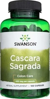 Biologicznie aktywny suplement Swanson Health Products Cascara Sagrada 450 mg 100 kapsułek (87614014777)