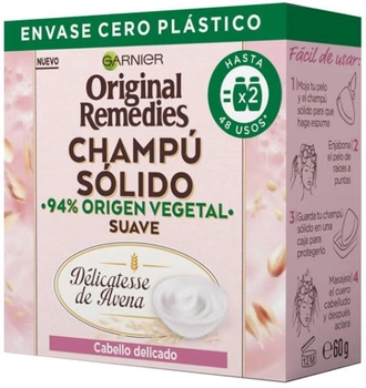 Szampon do nawilżania włosów Garnier Original Remedies Shampoo Solido Cabello Delicado 60 g (3600542372916)