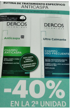 Zestaw Vichy Dercos Anti-Dandruff Greasy Shampoo Ds 200 ml + Ultra Soothing Shampoo Frequent Use 200 ml (8431567485429)