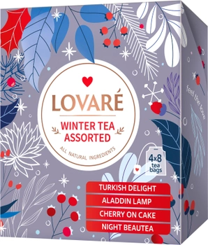 Новорічна колекція чаю Lovare Winter tea Assorted 4 види по 8 шт (4823115403254)