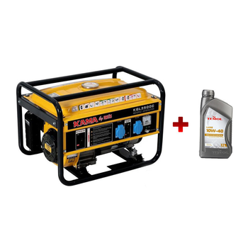 Генератор бензиновий KAMA KGL-3500-C 3,5 кВА, 1 фаза + Моторна олія TEMOL LUXE 10W-40 1л у подарунок