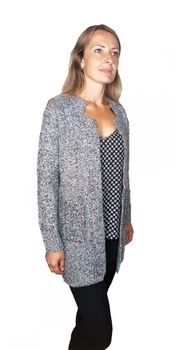 Кардиган Jessica Mode Чорно-білий меланж S/M (44-46)