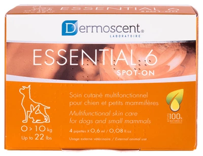 Dermoscent Essential 6 spot-on Капли на холку по уходу за кожей и шерстью собак (до 10 кг) 4 пипетки