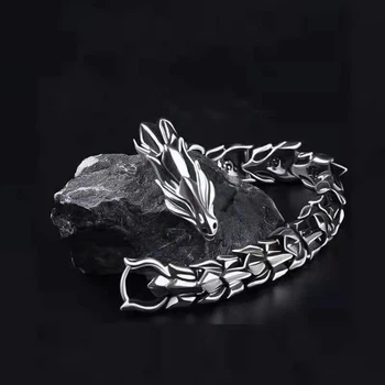 Чоловічий браслет Дракон 20,5 см Silver
