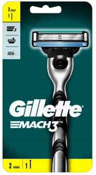 Станок для гоління чоловічий Gillette Mach3 з 2 змінними картриджами (7702018020676)
