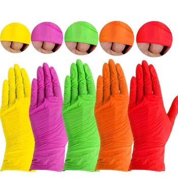 Перчатки Mediok нитриловые без талька rainbow 5 кольорів S 100 шт (0304961)