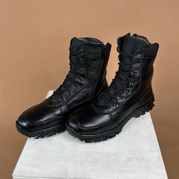 Тактические мужские ботинки Kindzer кожаные натуральный мех 40 чёрные
